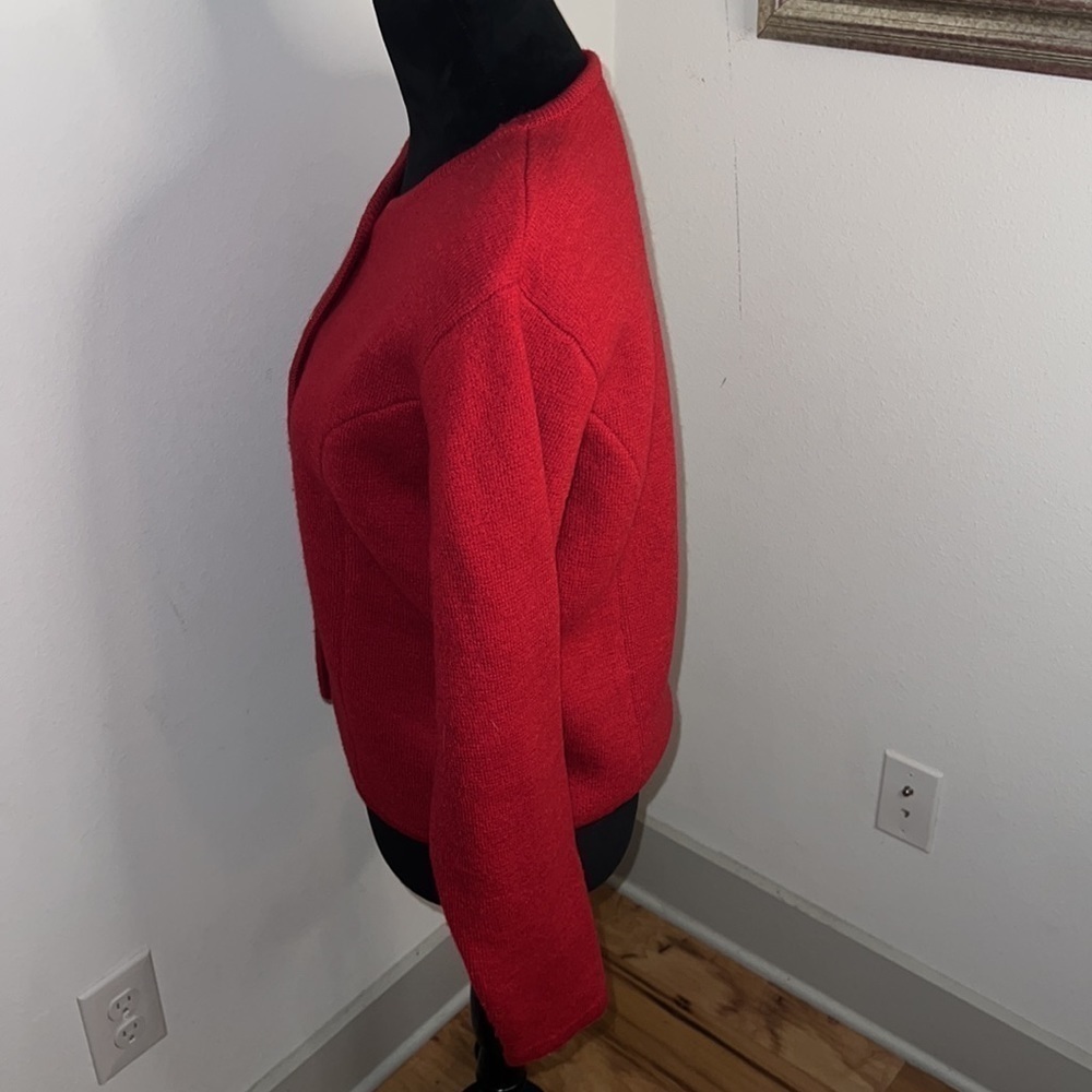 Herman Geist 100% Wool Sz S red thick knit sweater buttoned down vintage - Picture 3 of 7